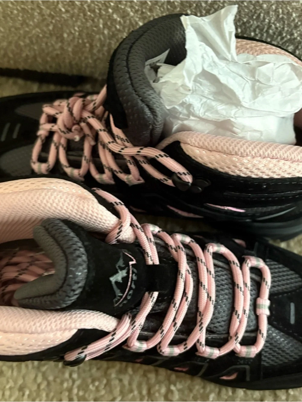 Black and Light Pink Trail Sneakers